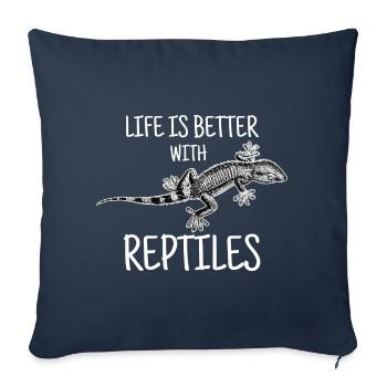 Cadeau de gecko lézard reptile salamandre reptile - Housse de coussin décorative 45 x 45 cm - bleu marine - Devant