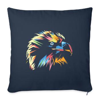 Faucon coloré - Housse de coussin décorative 45 x 45 cm - bleu marine - Devant