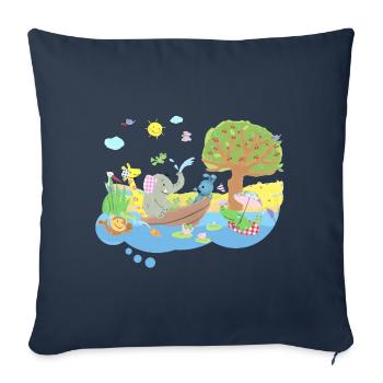 KiKANiNCHEN Und Elefant Auf Dem See - Sofakissenbezug 45 x 45 cm - Navy - Vorne
