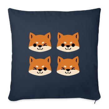 Quatre Shibas rouges - Housse de coussin décorative 45 x 45 cm - bleu marine - Devant