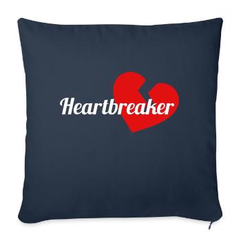 Heartbreaker with white lettering and red heart - Sofa pillowcase 17,3'' x 17,3'' (45 x 45 cm) - navy - Front