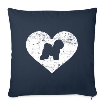 Bichon Frise - Housse de coussin décorative 45 x 45 cm - bleu marine - Devant