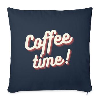 L'heure du café - Housse de coussin décorative 45 x 45 cm - bleu marine - Devant