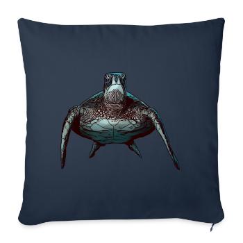 Tortue motif animal animal motif animal - Housse de coussin décorative 45 x 45 cm - bleu marine - Devant