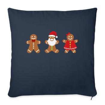 Homme pain d’épice Noël cadeau pain d’épice - Housse de coussin décorative 45 x 45 cm - bleu marine - Devant