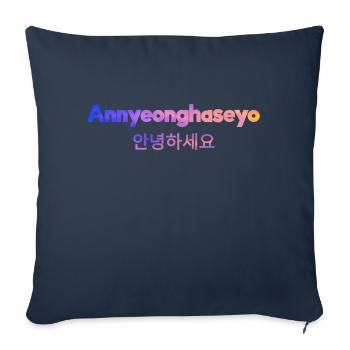 Bienvenue en coréen - Housse de coussin décorative 45 x 45 cm - bleu marine - Devant