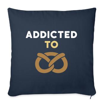Accro au bretzel (bretzel) - Housse de coussin décorative 45 x 45 cm - bleu marine - Devant