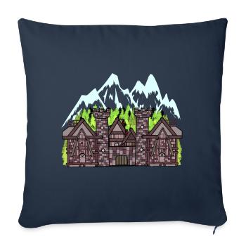 Autriche Château médiéval Forteresse Chevaliers fantastiques - Housse de coussin décorative 45 x 45 cm - bleu marine - Devant