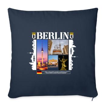 Berlin Allemagne Ville Skyline Accueil Amour - Housse de coussin décorative 45 x 45 cm - bleu marine - Devant