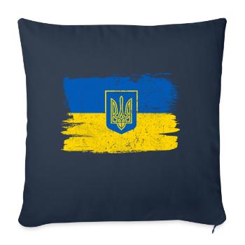 Ucraina Bandiera Ukraine Drapeau Paix Vintage - Housse de coussin décorative 45 x 45 cm - bleu marine - Devant