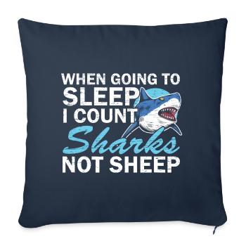 When I go to sleep, I count sharks, not Sha - Sofa pillowcase 17,3'' x 17,3'' (45 x 45 cm) - navy - Front