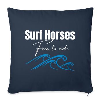 Chevaux de surf gratuits pour chevaucher les vagues - Housse de coussin décorative 45 x 45 cm - bleu marine - Devant