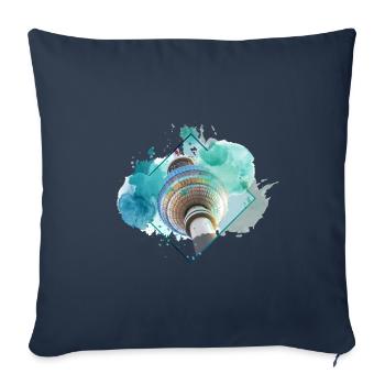 Berlin Allemagne City Skyline Splash coloré - Housse de coussin décorative 45 x 45 cm - bleu marine - Devant