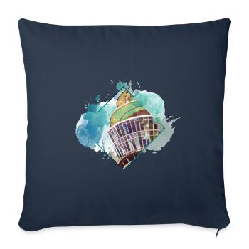 Düsseldorf Allemagne City Skyline Splash Coloré - Housse de coussin décorative 45 x 45 cm - bleu marine - Devant