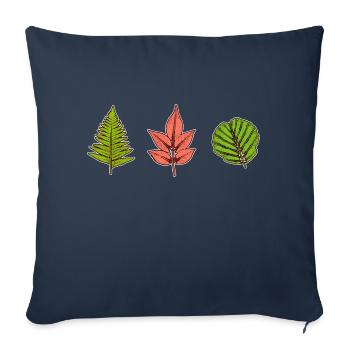 Feuilles - Fougères / Rose / Aulne - Housse de coussin décorative 45 x 45 cm - bleu marine - Devant