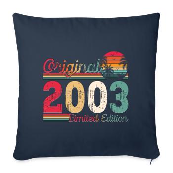 Né 2003 20e anniversaire cadeau homme / femme - Housse de coussin décorative 45 x 45 cm - bleu marine - Devant