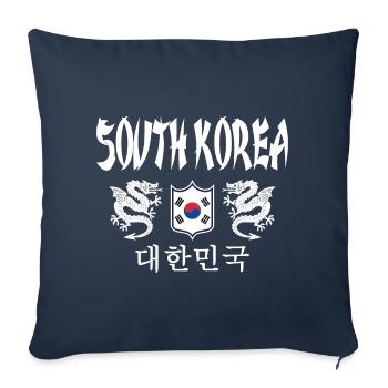 Corée du Sud - Housse de coussin décorative 45 x 45 cm - bleu marine - Devant