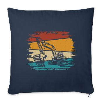 Excavatrice - Housse de coussin décorative 45 x 45 cm - bleu marine - Devant