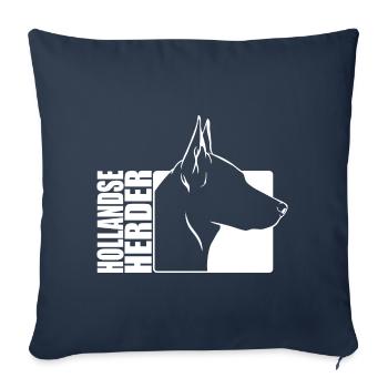 Hollandse Herder Profil Chiens Chien Wilsigns - Housse de coussin décorative 45 x 45 cm - bleu marine - Devant