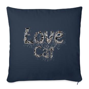 Fluffy Love Cat lettering with cat face - Sofa pillowcase 17,3'' x 17,3'' (45 x 45 cm) - navy - Front