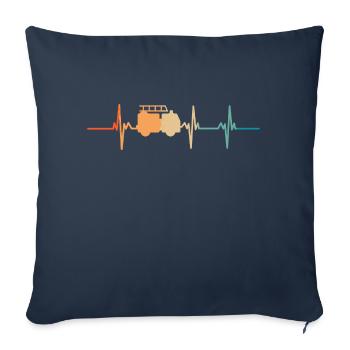 Battement de cœur camion de pompier - Housse de coussin décorative 45 x 45 cm - bleu marine - Devant
