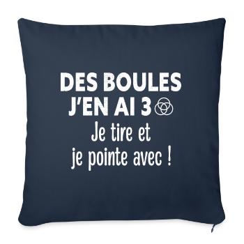 Pétanque - Pétanque Humour - Fan de Pétanque - Housse de coussin décorative 45 x 45 cm - bleu marine - Devant