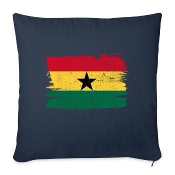 Drapeau du Ghana Drapeau Paix Vintage - Housse de coussin décorative 45 x 45 cm - bleu marine - Devant