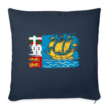 Saint Pierre Drapeau Drapeau Paix Vintage - Housse de coussin décorative 45 x 45 cm - bleu marine - Devant