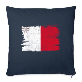 Drapeau de Malte drapeau paix Vintage - Housse de coussin décorative 45 x 45 cm - bleu marine - Devant