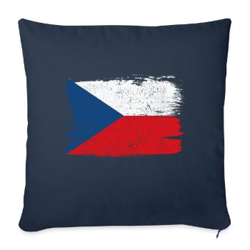 République tchèque Tchéquie drapeau drapeau paix Vintage - Housse de coussin décorative 45 x 45 cm - bleu marine - Devant