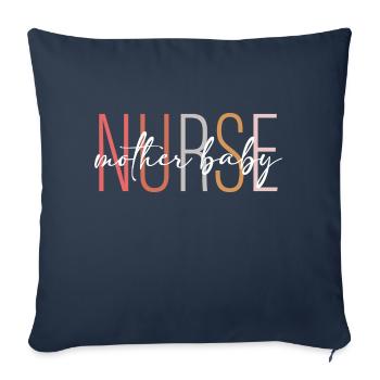 Infirmière mère et bébé - Housse de coussin décorative 45 x 45 cm - bleu marine - Devant