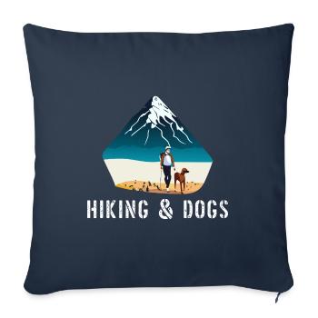 Randonnée et chiens Randonneur en plein air Randonnée pour animaux de compagnie - Housse de coussin décorative 45 x 45 cm - bleu marine - Devant