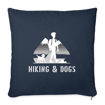 Randonnée et chiens Randonneur en plein air Randonnée pour animaux de compagnie - Housse de coussin décorative 45 x 45 cm - bleu marine - Devant