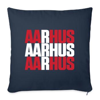 Aarhus Danemark Drapeau - Housse de coussin décorative 45 x 45 cm - bleu marine - Devant