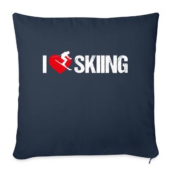 J’adore le ski - Housse de coussin décorative 45 x 45 cm - bleu marine - Devant