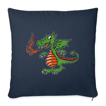 Petit dragon de feu - Housse de coussin décorative 45 x 45 cm - bleu marine - Devant