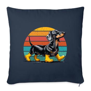 Chien Teckel Teckel Lover Bottes En Caoutchouc Drôle - Housse de coussin décorative 45 x 45 cm - bleu marine - Devant