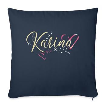 Karina Last name First name Calligraphy heart - Sofa pillowcase 17,3'' x 17,3'' (45 x 45 cm) - navy - Front