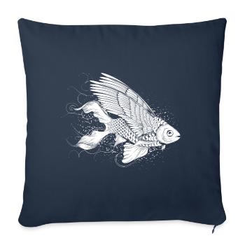 Imaginative fish with wings - Sofa pillowcase 17,3'' x 17,3'' (45 x 45 cm) - navy - Front
