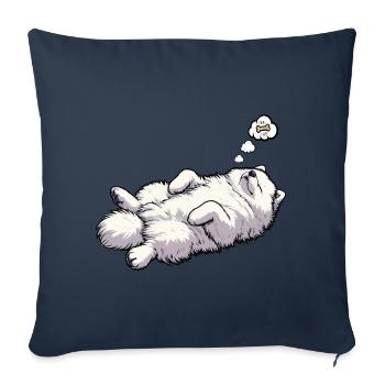 Samoyèdes Propriétaires de Samoyèdes Amants Samoyèdes - Housse de coussin décorative 45 x 45 cm - bleu marine - Devant