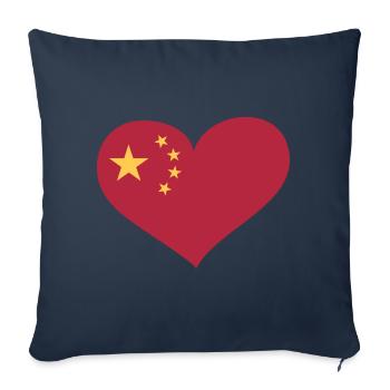 China Herz; Heart China - Sofa pillowcase 17,3'' x 17,3'' (45 x 45 cm) - navy - Front