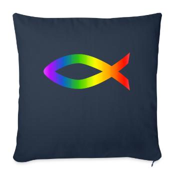 Ichthys Arc-en-ciel de Christl symbole poisson - Housse de coussin décorative 45 x 45 cm - bleu marine - Devant