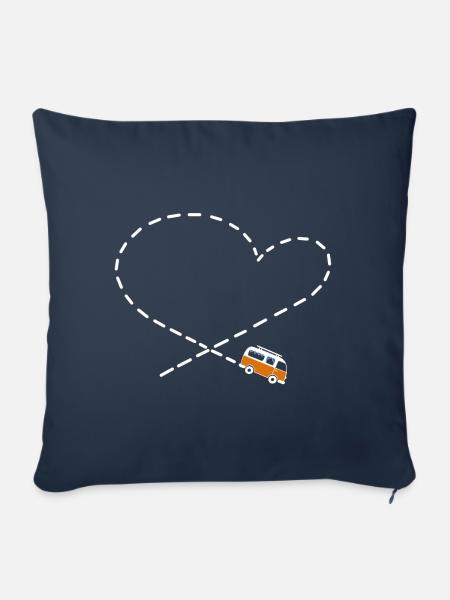 Camper love Bus Camping Herz - Sofakissenbezug 45 x 45 cm - Navy