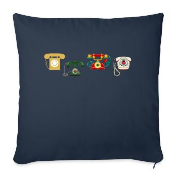 téléphone rétro vintage - Housse de coussin décorative 45 x 45 cm - bleu marine - Devant