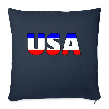 Couleur des lettres du drapeau des États-Unis - Housse de coussin décorative 45 x 45 cm - bleu marine - Devant