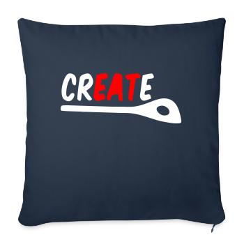 Cuisine et créativité – Créer, cuisiner, manger T-shirt - Housse de coussin décorative 45 x 45 cm - bleu marine - Devant