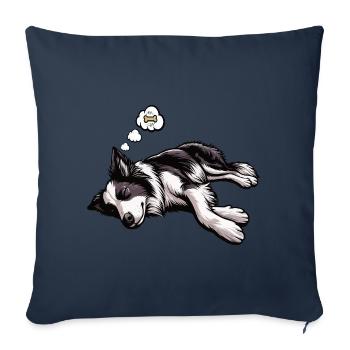 Border Collie Propriétaire Collie Amant de Collie - Housse de coussin décorative 45 x 45 cm - bleu marine - Devant