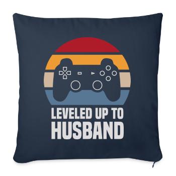 Leveled up To Husband Wedding Marriage Gaming Gamer - Sofa pillowcase 17,3'' x 17,3'' (45 x 45 cm) - navy - Front