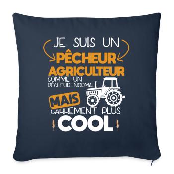 Pêcheur - Pêche - Cadeau - Humour - Agriculteur - Housse de coussin décorative 45 x 45 cm - bleu marine - Devant