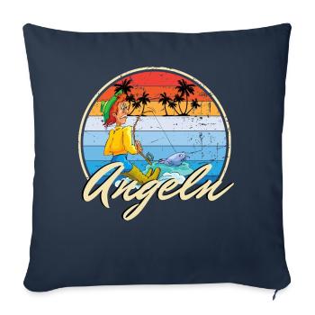 Angler fishing funny motif as a gift idea - Sofa pillowcase 17,3'' x 17,3'' (45 x 45 cm) - navy - Front